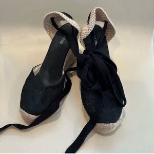 Soludos Lace-up Black and Tan Espadrilles